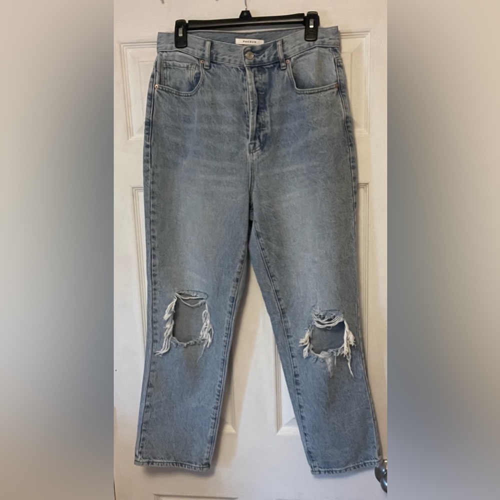 PacSun Ripped High Waisted Straight Leg Jeans